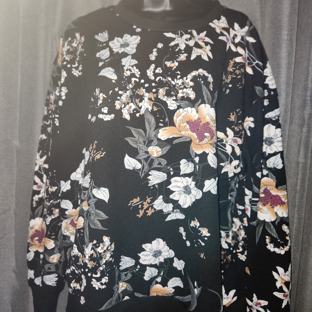 Floral Black and White Sweater